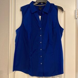 Talbots Blue Button Down Notched Collar Shirt